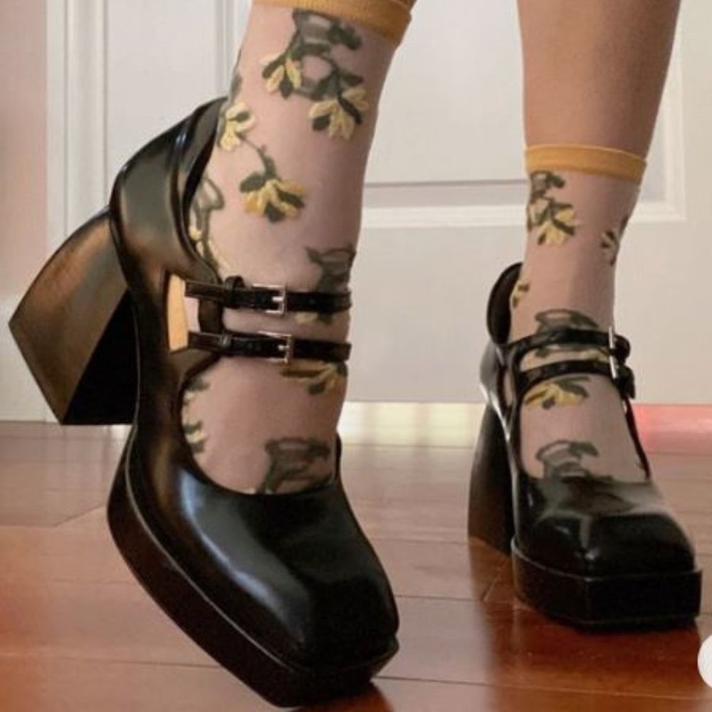 NIB💥 JEFFREY CAMPBELL Double Strap Mary Jane Platform Pump Block Heel- Size 7 - Picture 15 of 16